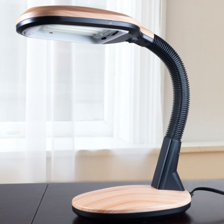 HASTINGS HOME Natural Sunlight Desk Lamp for Reading/Crafting, Adjustable Gooseneck, Home /Office, Light Wood Grain 862889EQO